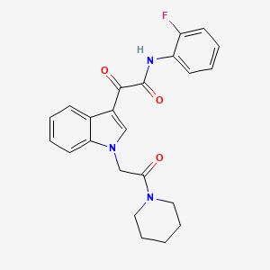 N-(2-fluorophenyl)-2-oxo-2-[1-(2-oxo-2-piperidin-1-ylethyl)indol-3-yl]acetamide