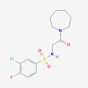 molecular formula C14H18ClFN2O3S B2913106 N-[2-(1-氮杂环戊基)-2-氧代乙基]-3-氯-4-氟苯磺酰胺 CAS No. 690647-43-9