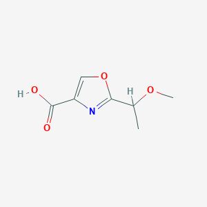 molecular formula C7H9NO4 B2913108 2-(1-Methoxyethyl)-1,3-oxazole-4-carboxylic acid CAS No. 1566576-18-8