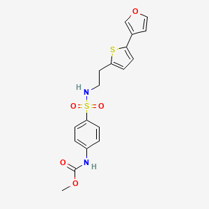 molecular formula C18H18N2O5S2 B2913114 甲基(4-(N-(2-(5-(呋喃-3-基)噻吩-2-基)乙基)磺酰胺基)苯基)氨基甲酸酯 CAS No. 2034597-15-2