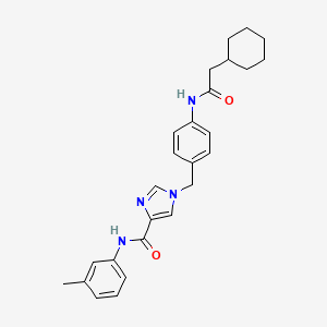 molecular formula C26H30N4O2 B2913119 1-(4-(2-环己基乙酰胺)苄基)-N-(间甲苯基)-1H-咪唑-4-甲酰胺 CAS No. 1251609-09-2