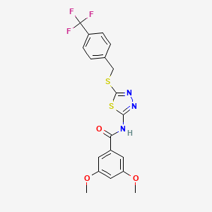 molecular formula C19H16F3N3O3S2 B2913121 3,5-二甲氧基-N-(5-((4-(三氟甲基)苄基)硫代)-1,3,4-噻二唑-2-基)苯甲酰胺 CAS No. 392301-57-4