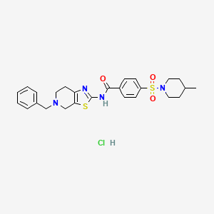 molecular formula C26H31ClN4O3S2 B2913122 N-(5-苄基-4,5,6,7-四氢噻唑并[5,4-c]吡啶-2-基)-4-((4-甲基哌啶-1-基)磺酰基)苯甲酰胺盐酸盐 CAS No. 1185133-87-2