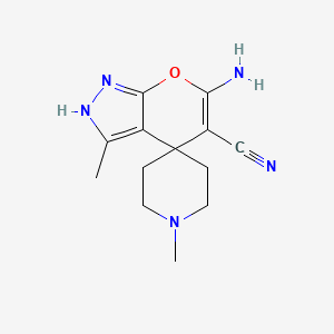 molecular formula C13H17N5O B2913123 6-amino-1',3-dimethylspiro[2H-pyrano[2,3-c]pyrazole-4,4'-piperidine]-5-carbonitrile CAS No. 401578-26-5