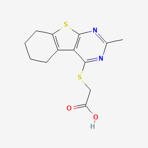 molecular formula C13H14N2O2S2 B2913126 (2-Methyl-5,6,7,8-tetrahydro-benzo[4,5]thieno[2,3-d]pyrimidin-4-ylsulfanyl)acetic acid CAS No. 301357-21-1