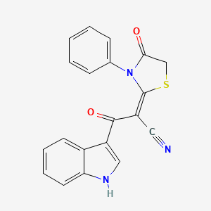 molecular formula C20H13N3O2S B2913130 (2E)-3-(1H-indol-3-yl)-3-oxo-2-(4-oxo-3-phenyl-1,3-thiazolidin-2-ylidene)propanenitrile CAS No. 899942-27-9