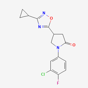 1-(3-Chloro-4-fluorophenyl)-4-(3-cyclopropyl-1,2,4-oxadiazol-5-yl)pyrrolidin-2-one