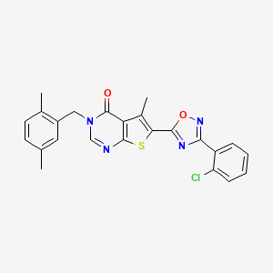 molecular formula C24H19ClN4O2S B2913138 6-(3-(2-chlorophenyl)-1,2,4-oxadiazol-5-yl)-3-(2,5-dimethylbenzyl)-5-methylthieno[2,3-d]pyrimidin-4(3H)-one CAS No. 1326843-73-5