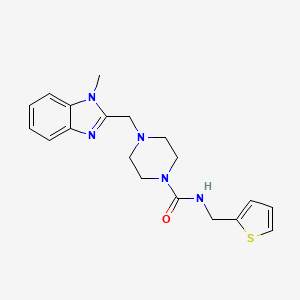 molecular formula C19H23N5OS B2913150 4-((1-methyl-1H-benzo[d]imidazol-2-yl)methyl)-N-(thiophen-2-ylmethyl)piperazine-1-carboxamide CAS No. 1226445-64-2