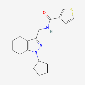 molecular formula C18H23N3OS B2913154 N-((1-cyclopentyl-4,5,6,7-tetrahydro-1H-indazol-3-yl)methyl)thiophene-3-carboxamide CAS No. 1448062-91-6