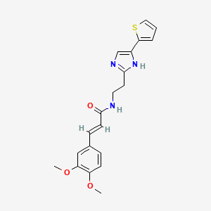 molecular formula C20H21N3O3S B2913169 (E)-3-(3,4-dimethoxyphenyl)-N-(2-(4-(thiophen-2-yl)-1H-imidazol-2-yl)ethyl)acrylamide CAS No. 1798419-90-5