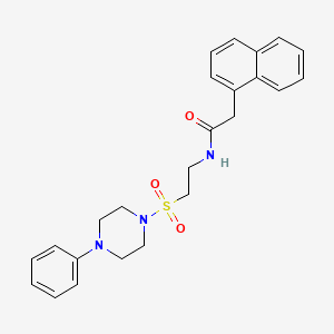 molecular formula C24H27N3O3S B2913171 2-(naphthalen-1-yl)-N-(2-((4-phenylpiperazin-1-yl)sulfonyl)ethyl)acetamide CAS No. 897621-81-7