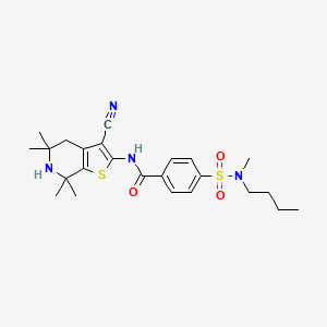 molecular formula C24H32N4O3S2 B2913179 4-(N-butyl-N-methylsulfamoyl)-N-(3-cyano-5,5,7,7-tetramethyl-4,5,6,7-tetrahydrothieno[2,3-c]pyridin-2-yl)benzamide CAS No. 681438-85-7