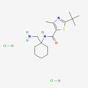 molecular formula C16H29Cl2N3OS B2913192 N-[1-(氨基甲基)环己基]-2-叔丁基-4-甲基-1,3-噻唑-5-甲酰胺;二盐酸盐 CAS No. 2418690-94-3