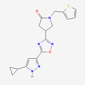 4-(5-(3-cyclopropyl-1H-pyrazol-5-yl)-1,2,4-oxadiazol-3-yl)-1-(thiophen-2-ylmethyl)pyrrolidin-2-one