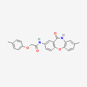 molecular formula C23H20N2O4 B2913202 N-(8-甲基-11-氧代-10,11-二氢二苯并[b,f][1,4]恶杂环-2-基)-2-(4-甲基苯氧基)乙酰胺 CAS No. 921891-82-9