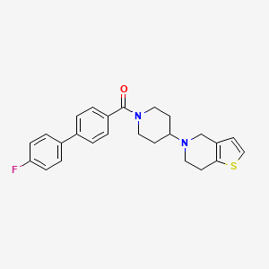 molecular formula C25H25FN2OS B2913204 (4-(6,7-dihydrothieno[3,2-c]pyridin-5(4H)-yl)piperidin-1-yl)(4'-fluoro-[1,1'-biphenyl]-4-yl)methanone CAS No. 2034311-30-1