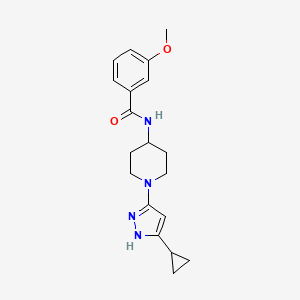 molecular formula C19H24N4O2 B2913206 N-(1-(5-cyclopropyl-1H-pyrazol-3-yl)piperidin-4-yl)-3-methoxybenzamide CAS No. 2034201-55-1