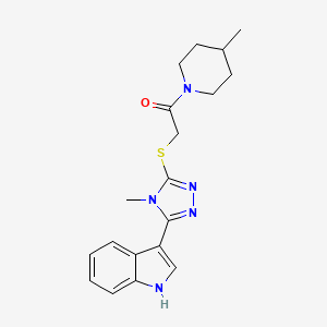 molecular formula C19H23N5OS B2913207 2-((5-(1H-吲哚-3-基)-4-甲基-4H-1,2,4-三唑-3-基)硫代)-1-(4-甲基哌啶-1-基)乙酮 CAS No. 852142-06-4