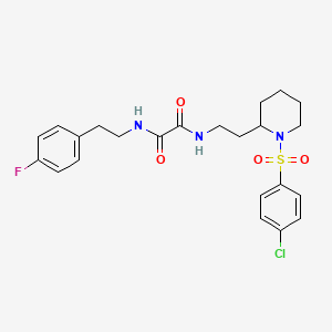 molecular formula C23H27ClFN3O4S B2913214 N1-(2-(1-((4-氯苯基)磺酰基)哌啶-2-基)乙基)-N2-(4-氟苯乙基)草酰胺 CAS No. 898426-00-1