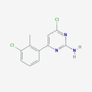 molecular formula C11H9Cl2N3 B2913222 4-氯-6-(3-氯-2-甲基苯基)嘧啶-2-胺 CAS No. 1612184-10-7
