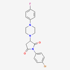 molecular formula C20H19BrFN3O2 B2913226 1-(4-Bromophenyl)-3-[4-(4-fluorophenyl)piperazin-1-yl]pyrrolidine-2,5-dione CAS No. 299408-57-4