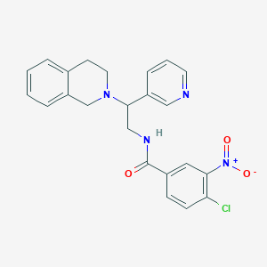 molecular formula C23H21ClN4O3 B2913227 4-chloro-3-nitro-N-[2-(pyridin-3-yl)-2-(1,2,3,4-tetrahydroisoquinolin-2-yl)ethyl]benzamide CAS No. 898416-00-7