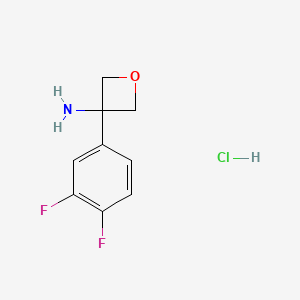 molecular formula C9H10ClF2NO B2913230 3-(3,4-二氟苯基)氧杂环-3-胺盐酸盐 CAS No. 2411637-48-2