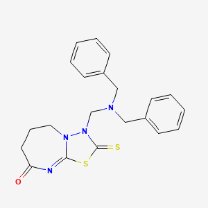 molecular formula C21H22N4OS2 B2913234 3-((dibenzylamino)methyl)-2-thioxo-2,3,6,7-tetrahydro-[1,3,4]thiadiazolo[3,2-a][1,3]diazepin-8(5H)-one CAS No. 681271-98-7