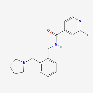 molecular formula C18H20FN3O B2913240 2-fluoro-N-({2-[(pyrrolidin-1-yl)methyl]phenyl}methyl)pyridine-4-carboxamide CAS No. 1241566-50-6