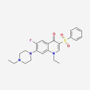 molecular formula C23H26FN3O3S B2913243 3-(Benzenesulfonyl)-1-ethyl-7-(4-ethylpiperazin-1-yl)-6-fluoro-1,4-dihydroquinolin-4-one CAS No. 892758-38-2