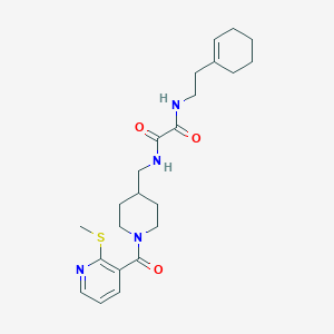 molecular formula C23H32N4O3S B2913255 N1-(2-(cyclohex-1-en-1-yl)ethyl)-N2-((1-(2-(methylthio)nicotinoyl)piperidin-4-yl)methyl)oxalamide CAS No. 1235389-95-3