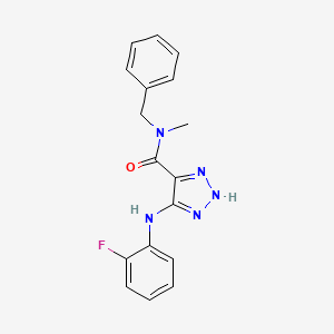 molecular formula C17H16FN5O B2913263 N-苄基-5-((2-氟苯基)氨基)-N-甲基-1H-1,2,3-三唑-4-甲酰胺 CAS No. 1291848-78-6