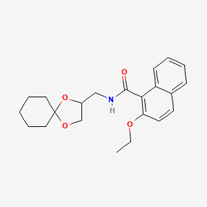 molecular formula C22H27NO4 B2913265 N-(1,4-二氧杂螺[4.5]癸-2-基甲基)-2-乙氧基-1-萘酰胺 CAS No. 923220-63-7