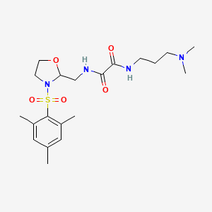 molecular formula C20H32N4O5S B2913271 N1-(3-(二甲氨基)丙基)-N2-((3-(间甲苯磺酰基)恶唑烷-2-基)甲基)草酰胺 CAS No. 868982-66-5