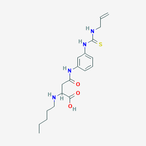 molecular formula C19H28N4O3S B2913281 4-((3-(3-Allylthioureido)phenyl)amino)-4-oxo-2-(pentylamino)butanoic acid CAS No. 1026764-79-3