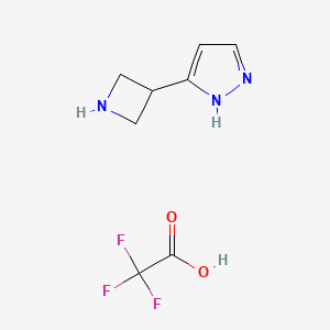 molecular formula C8H10F3N3O2 B2913285 3-(azetidin-3-yl)-1H-pyrazole trifluoroacetic acid CAS No. 2225154-19-6