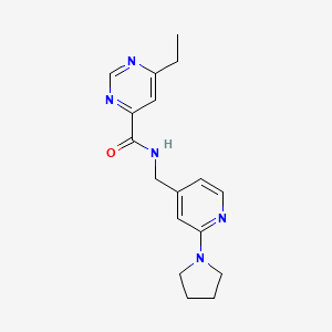 molecular formula C17H21N5O B2913291 6-Ethyl-N-[(2-pyrrolidin-1-ylpyridin-4-yl)methyl]pyrimidine-4-carboxamide CAS No. 2415585-95-2