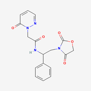 molecular formula C17H16N4O5 B2913298 N-(2-(2,4-二氧代恶唑烷-3-基)-1-苯乙基)-2-(6-氧代吡哒嗪-1(6H)-基)乙酰胺 CAS No. 1904406-92-3