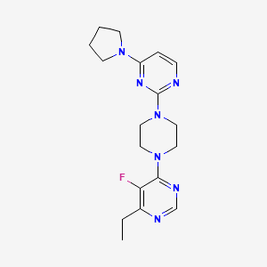 molecular formula C18H24FN7 B2913299 4-Ethyl-5-fluoro-6-[4-(4-pyrrolidin-1-ylpyrimidin-2-yl)piperazin-1-yl]pyrimidine CAS No. 2415457-08-6