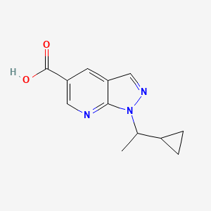 molecular formula C12H13N3O2 B2913314 1-(1-cyclopropylethyl)-1H-pyrazolo[3,4-b]pyridine-5-carboxylic acid CAS No. 926215-72-7