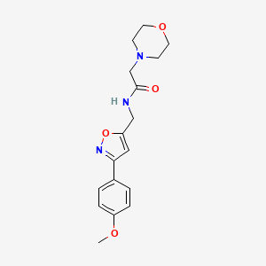 molecular formula C17H21N3O4 B2913318 N-{[3-(4-methoxyphenyl)-5-isoxazolyl]methyl}-2-morpholinoacetamide CAS No. 338963-42-1