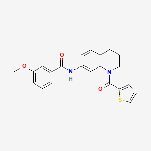 molecular formula C22H20N2O3S B2913333 3-methoxy-N-[1-(2-thienylcarbonyl)-1,2,3,4-tetrahydroquinolin-7-yl]benzamide CAS No. 946266-16-6