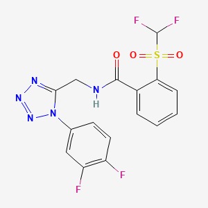 molecular formula C16H11F4N5O3S B2913334 2-((difluoromethyl)sulfonyl)-N-((1-(3,4-difluorophenyl)-1H-tetrazol-5-yl)methyl)benzamide CAS No. 921103-50-6