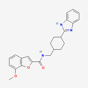 molecular formula C24H25N3O3 B2913338 N-((4-(1H-benzo[d]imidazol-2-yl)cyclohexyl)methyl)-7-methoxybenzofuran-2-carboxamide CAS No. 1207003-77-7