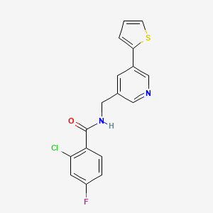 2-chloro-4-fluoro-N-((5-(thiophen-2-yl)pyridin-3-yl)methyl)benzamide