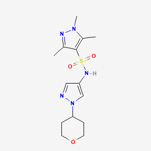 1,3,5-trimethyl-N-(1-(tetrahydro-2H-pyran-4-yl)-1H-pyrazol-4-yl)-1H-pyrazole-4-sulfonamide