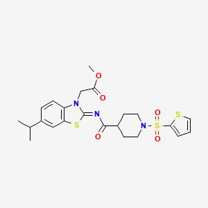 (E)-methyl 2-(6-isopropyl-2-((1-(thiophen-2-ylsulfonyl)piperidine-4-carbonyl)imino)benzo[d]thiazol-3(2H)-yl)acetate