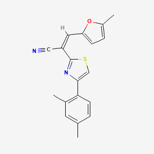 molecular formula C19H16N2OS B2913362 (Z)-2-(4-(2,4-dimethylphenyl)thiazol-2-yl)-3-(5-methylfuran-2-yl)acrylonitrile CAS No. 306288-83-5