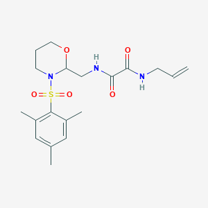 molecular formula C19H27N3O5S B2913363 N1-allyl-N2-((3-(mesitylsulfonyl)-1,3-oxazinan-2-yl)methyl)oxalamide CAS No. 872975-80-9